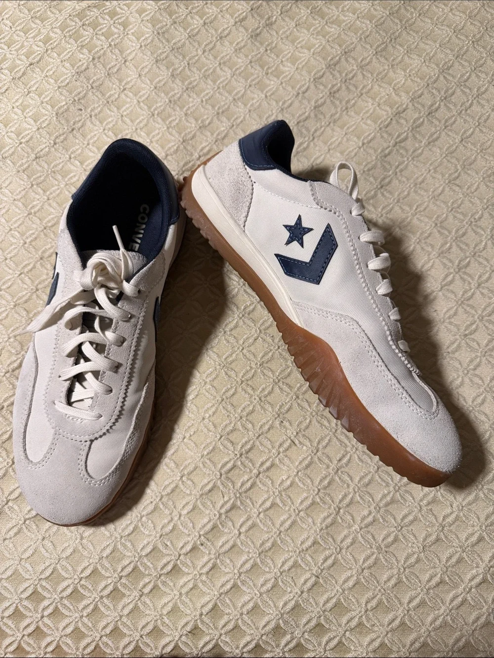 Converse Cream and Navy Low-Top Sneakers